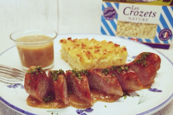 Diots au vin blanc, gratin de crozets